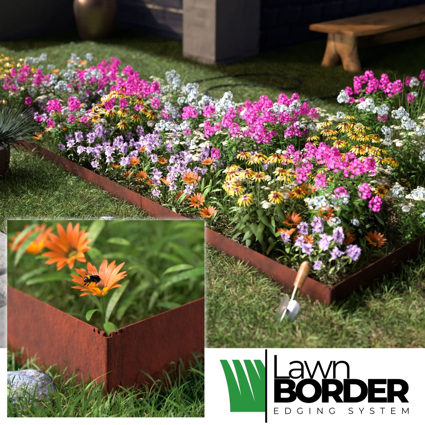 Corten Lawn Edging Corner Connector Spike